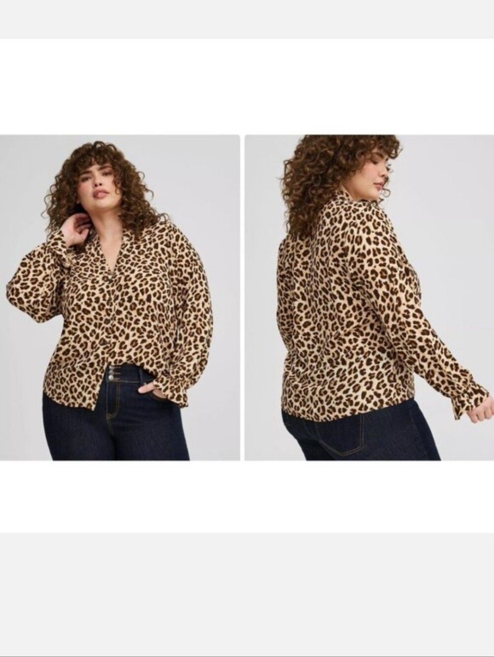 NwotTorrid Womens Blouse 1 Plus 1X Leopard Animal Print Button Shirt